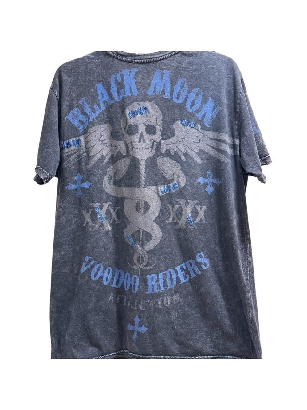 Affliction Men's Graphic Tee Voodoo Riders Blue Large